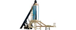 Hot mix storage silo, 90 Metric Tons capacity, self-erecting, in transport position